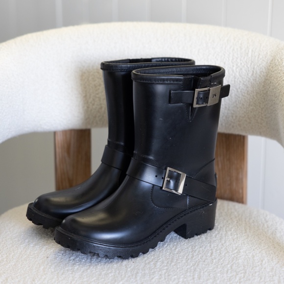 Michael Kors Moto Style Calf Height Rain Boots size US Womens 7 - Picture 2 of 14